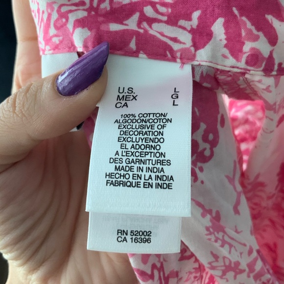 Vintage LIZ CLAIBORNE FIRST ISSUE Pink & White Button Up Cotton Blouse SZ Large - Picture 14 of 14